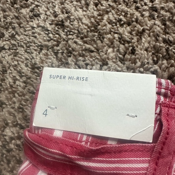 American Eagle Shorts Womens 4 Red White Striped Belted Linen Blend 2" - Picture 3 of 7